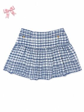 Free Assembly Blue Plaid Tweed Mini Skirt |NWT Size 12 | Drop Waist | Preppy